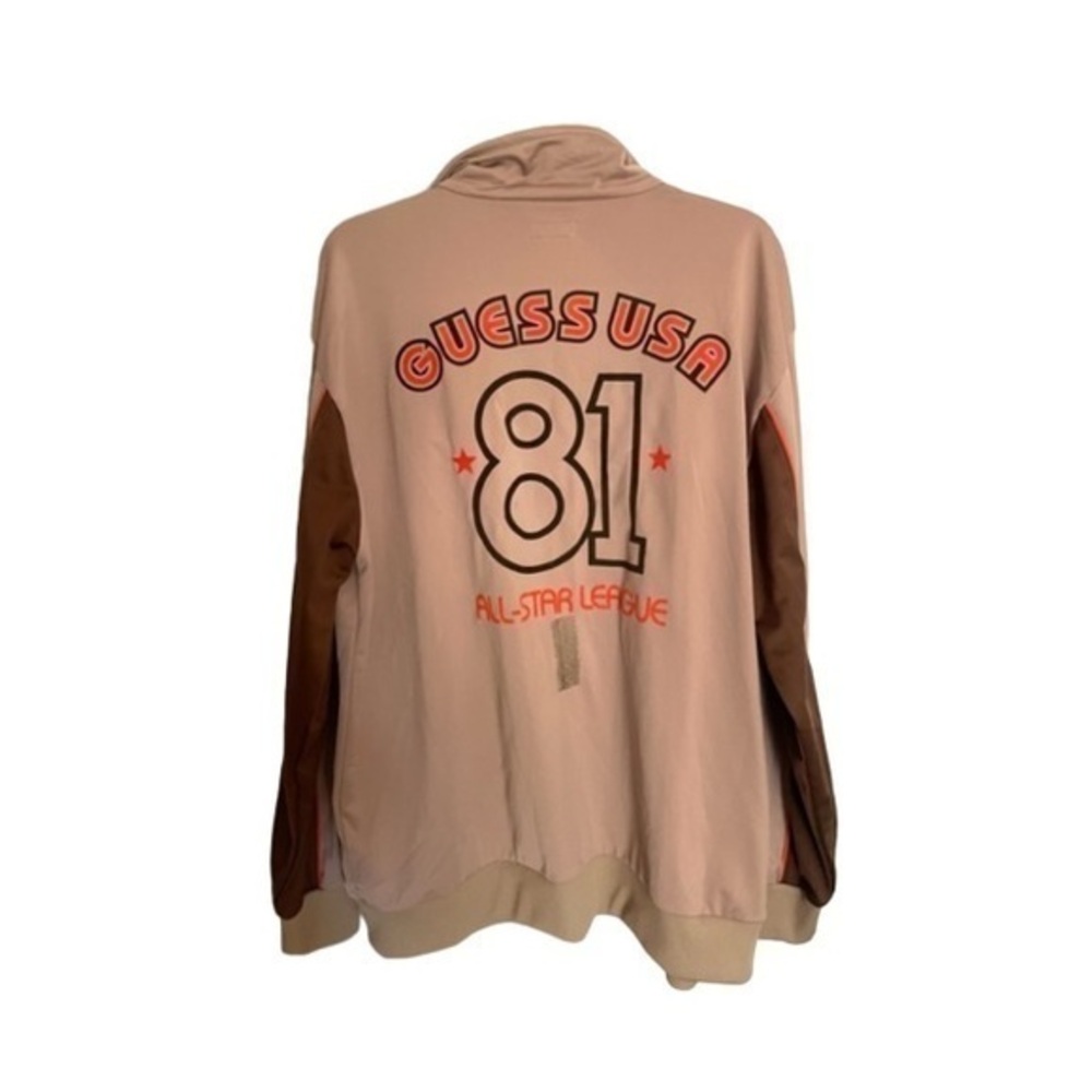 GUESS USA 81 All STAR LEAUGE Vintage Y2K rare tan/ orange zip up track jacket-L